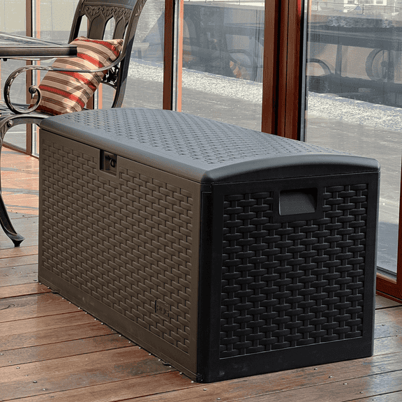 Resenkos Storage Box, Made by blow molding, transformed into a bench, Waterproof and sun-proof, 273 liters 73 gallons, Easy To Clean, Black