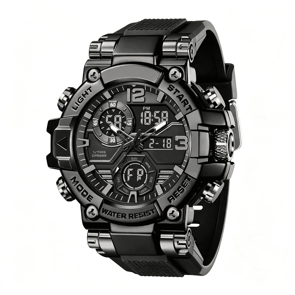 TUWAFE Analog Digital Sport Watch for Men,Large Face,5Atm Water Resistant,55Mm Large Face Military Watch,Led Backlight,Alarm,Stopwatch,Day-Date and 12/24-Hour Time,For Training Hiking,Tpu Strap