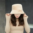 thumbnail image 4 of NUZYZ Chic Women Winter Solid Color Plushy Faux Fur Wide Brim Thick Warm Bucket Cap, 4 of 8
