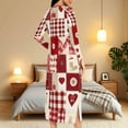 thumbnail image 5 of Women Zipper Robe Xmas Plaid Housecoat Long Sleeves Pajama Dress Full Length Pajama Pockets Sleepwear Comfortable Nightgown Long Bathrobe for Spa, 5 of 9