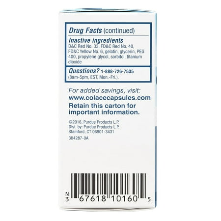 Colace Stool Softener 100 mg Capsules 10 ea (Pack of 6)