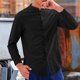 thumbnail image 5 of pstuiky mangas largas para hombre, Camisa informal de manga larga con cuello alto y botones especiales de color sólido para hombre. Tops casuales para hombres l, 5 of 6