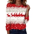 thumbnail image 2 of Titcea Christmas Tops for Women Long Sleeve Crewneck Fashion Xmas Print Cute Pullover Loose Comfy Lightweight Casual Tops, 2 of 6