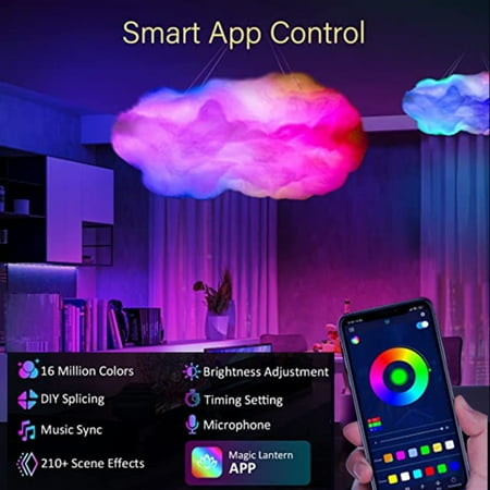 

FPWNGL Multicolor and Stylish 3D Cloud Lightning LED Lamp with Smart APP Control - Vibrant Room Decor for Enthusiasts of Thunder Clouds - Music Sync Included - Ideal USB Powered Lighting
