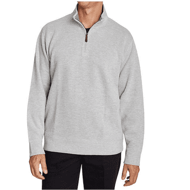 Lands' End Men's Ribbed Quarter Zip Grey Heather Large