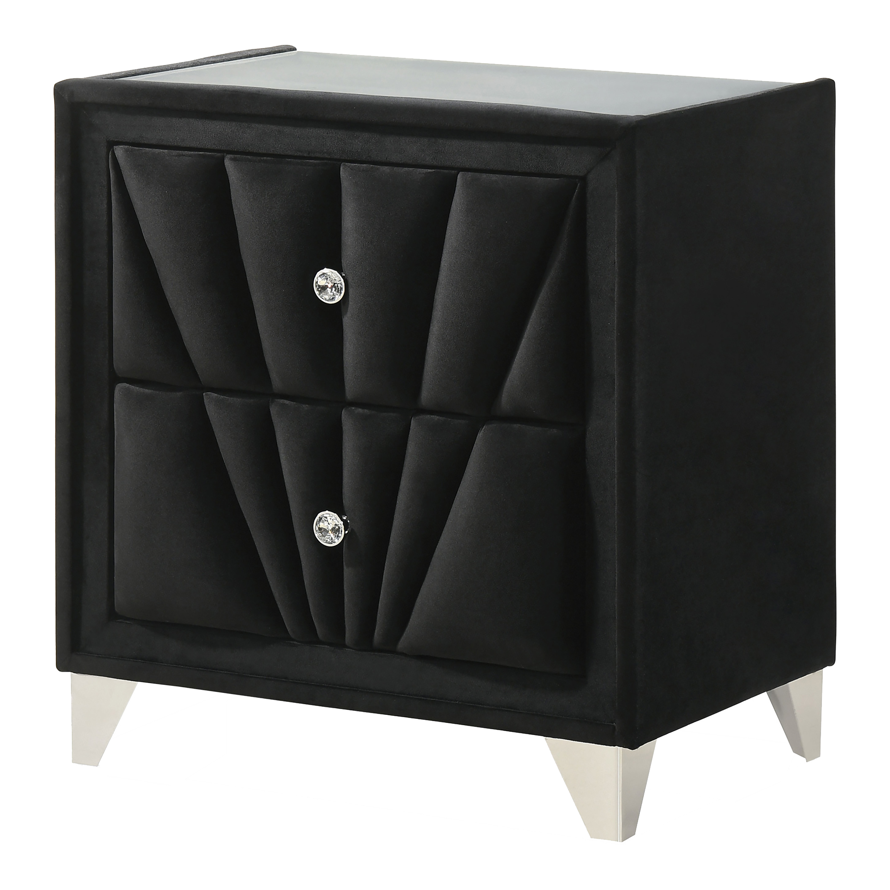 Furniture of America Noir 2-Drawer Fabric Upholstered Black Nightstand