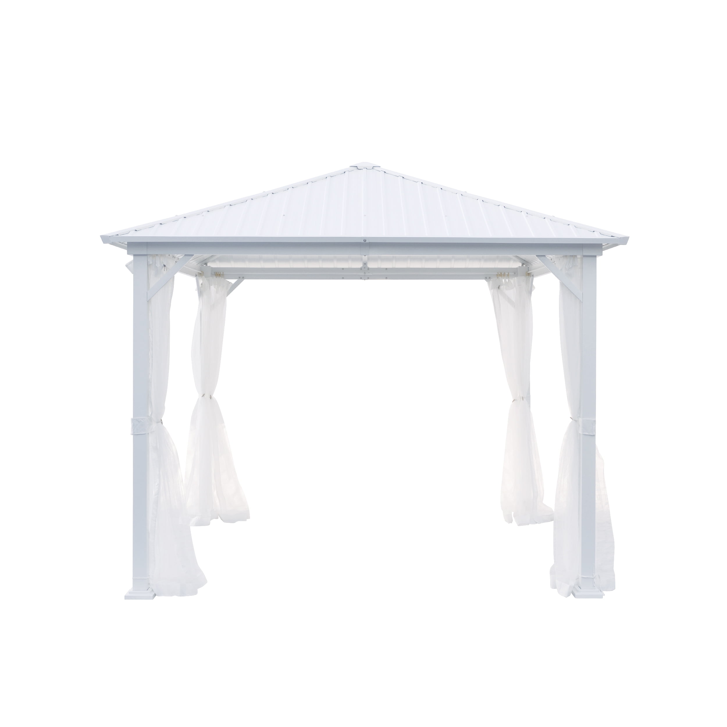 Noble House Gizella Outdoor 10' x 10' Modern Aluminum Hardtop Gazebo, White