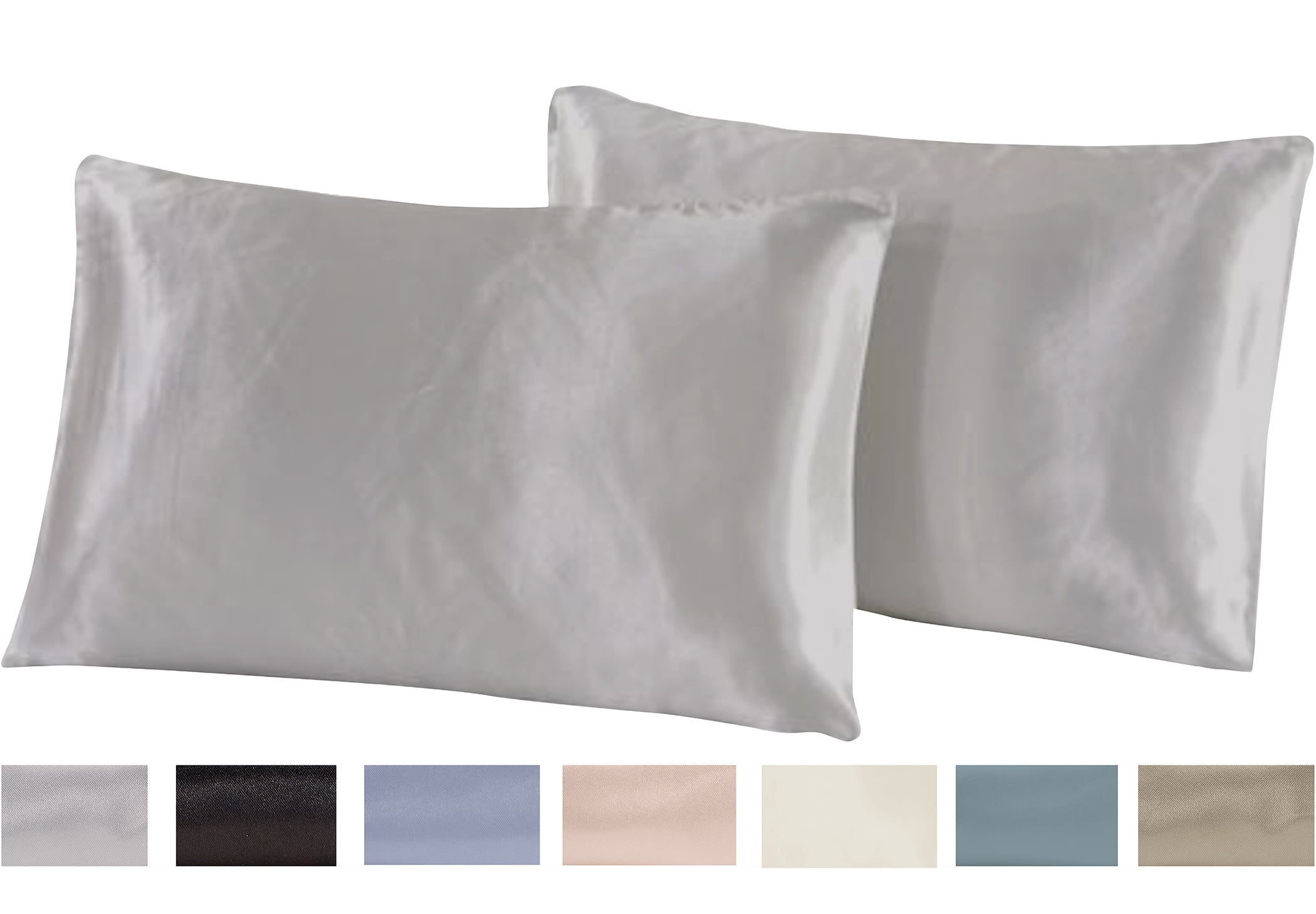Satin 230 Thread Count Silver Solid Print Polyester Sheet Sets Full (Count 4)