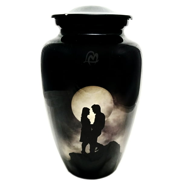 Love Memorials Cremation Urn Couple Looks Full Moon Black Mountain