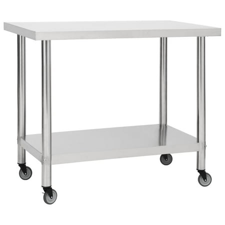 

Aibecy Kitchen Work Table with Wheels 31.5 x23.6 x33.5 Stainless Steel