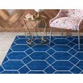 thumbnail image 3 of Unique Loom 3146475 6 x 9 ft. Geometric Trellis Frieze Rectangular Rug, Navy Blue, 3 of 5