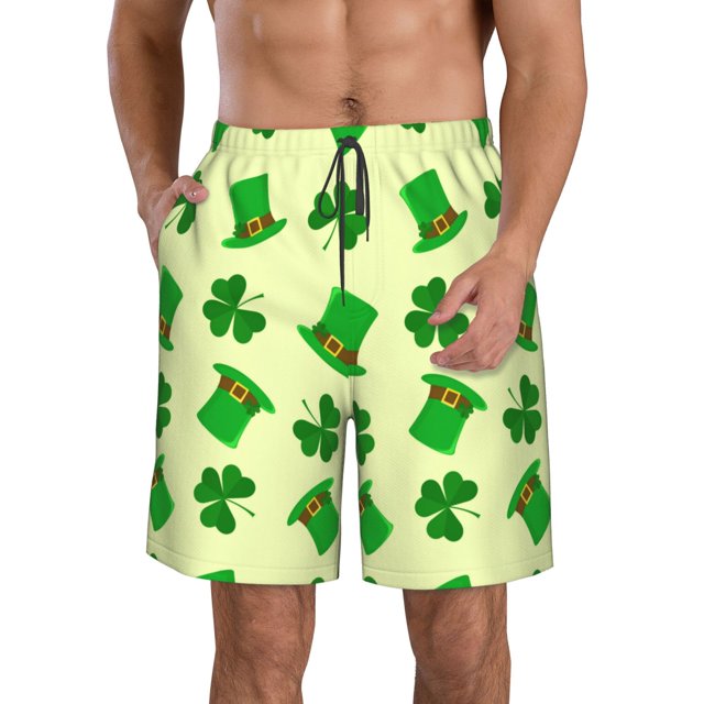 Balery St. Patrick's Day Traje de Baño Estilo Hawaiano para Hombre, Shorts de Secado Rápido con Bolsillos-XX-Large