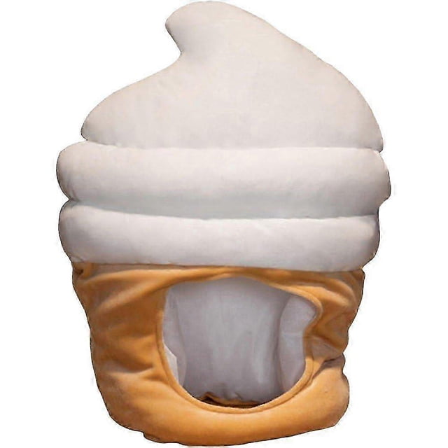 Ice Cream Hat Plush Full Headgear Cartoon Novelty Cap for Halloween Cosplay and Party Props