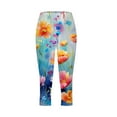 thumbnail image 6 of jjayotai Women's Floral Print Capri Leggings, High Waisted Tummy Control Tight Pants for Running Exercise Yoga Gym Workout Trousers, 6 of 7