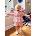 thumbnail image 5 of Loicainy Baby Toddler Girl 4th of July Clothes 6 12 18 24 Months 2T 3T 4T Flag Embroidery Plaid Frills Sleeveless Tank Tops Elastic Waist Shorts 2Pcs Summer Outfits Set, 5 of 9