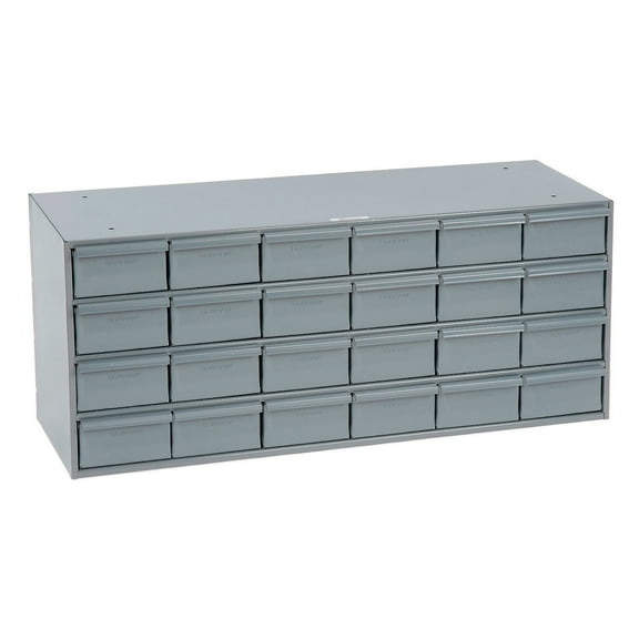Durham Drawer Bin Cabinet, Gray, 24 Drawers, 33-3/4x11-5/8x14-3/8"