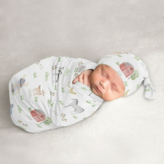 Farm Animals Baby Cocoon and Beanie Hat Sleep Sack Set by Sweet JoJo Designs