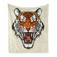 thumbnail image 1 of Tiger Soft Flannel Fleece Blanket, Angry Ready to Attack Beast with Sharp Fangs Jungle Animal Detailed Face of Hunter, Cozy Plush for Indoor and Outdoor Use, 70" x 90", Orange Black, by Ambesonne, 1 of 6