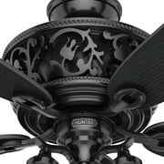 Hunter 54 inch Indoor Ceiling Fan with LED Lights and Remote Control - Standard Mount Black Ceiling Fan, 5 Blades, For Bedroom, Living Room, or Kitchen, Quiet - Promenade 59545, Gloss Black