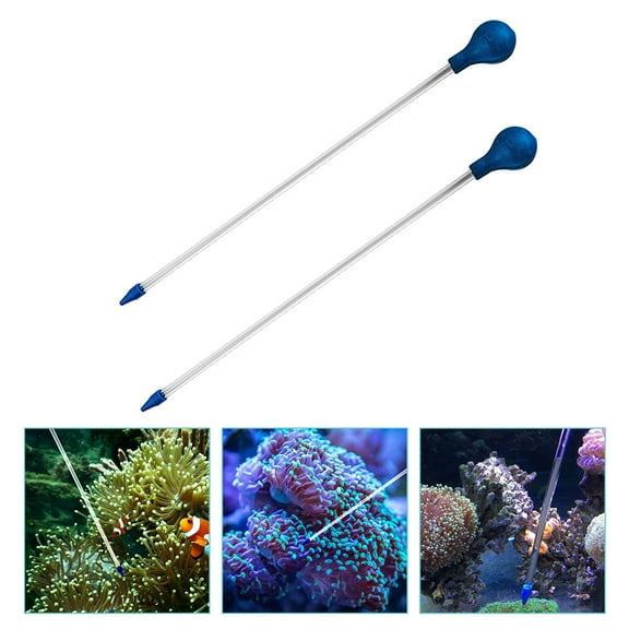 PBPBOX 2Pcs Aquarium Tube Blue Silicone Glass Feeding Aquatic Animals