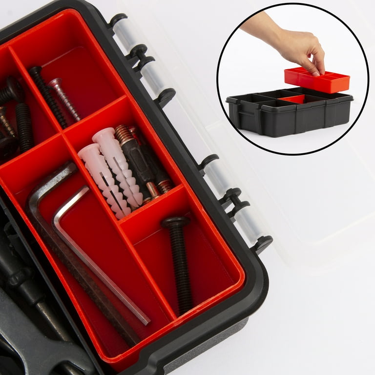 Tool Box Hardware Organizer, Portable Small Parts Storage Case, Plastic  Tackle Container with Removable Divider, 8.9x6.1x2.3 