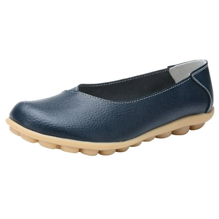 PLLFRLRT Loafers for Women Dressy Slip on Loafers Flats Shoes Comfort Wide Width Penny Loafers 2024 Dressy Flat Shoes Driving Work Shoes(Dark Blue 9.5)