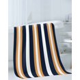 thumbnail image 3 of Orange Navy Blue Striped Towel Set of 3, Soft Microfiber Bath Towels, Hand Towel, Washcloths, Minimalist Farmhouse Lines Quick-Dry Absorbent Towels for Bathroom Kitchen Hotel Beach Gym Spa, 3 of 7