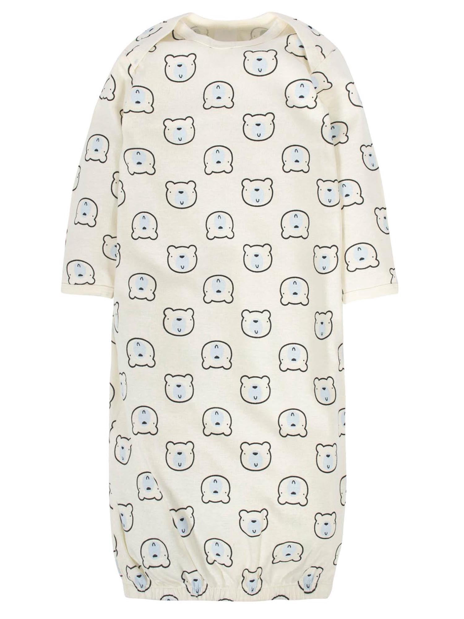 Gerber Baby Boy Long Sleeve Gowns with Mitten Cuffs, 4-Pack