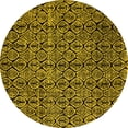 thumbnail image 1 of Ahgly Company Machine Washable Indoor Round Abstract Yellow Modern Area Rugs, 8' Round, 1 of 4