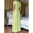 thumbnail image 6 of Biezeib Women's Floral Print Long Dress Short Sleeve U-Neck Tie Back A-Line Dress for Summer, 6 of 6
