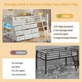 thumbnail image 6 of AMUZER Twin Size Loft Bed with 9 Storage Dresser, LED Lights, 2 Storage Shelves & Stairs, Metal Low Loft Bed with Safety Guardrail for Young Teens, Space Saving, White, 6 of 8