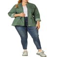 thumbnail image 2 of Agnes Orinda Women‘s Plus Size Fall Outfits Drawstring Waist Zipper Denim Jacket, 2 of 6