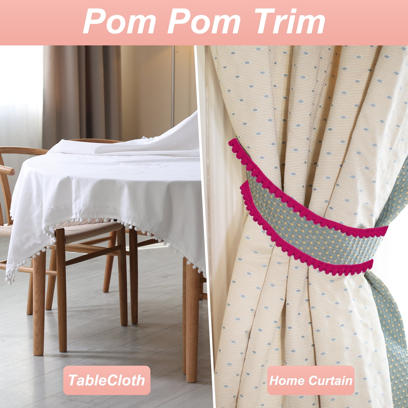 Unique Bargains Pom Trim Ribbon with Ball Fringe for DIY Craft Blue Green