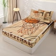 thumbnail image 2 of Castle Fairy Basketball Print Zipper Twin Comforter Sets with Fitted Sheet and 2 Pillowcases, Hoop Pattern Zipper Bedding Set, Brown Orange,4-Piece,Black Reversible, 2 of 6
