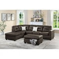 thumbnail image 2 of Poundex Furniture Faux Leather Fabric 3-Pc Sectional in Espresso, 2 of 7