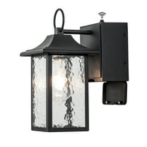 Dusk to Dawn Outdoor Wall Light with GFCI outlet, Hammer Glass