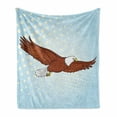 thumbnail image 1 of Eagle Soft Flannel Fleece Throw Blanket, Pop Art Half Toned Background Falcon Retro Comic Style Illustration, Cozy Plush for Indoor and Outdoor Use, 50" x 70", Baby Blue Cinnamon, by Ambesonne, 1 of 5