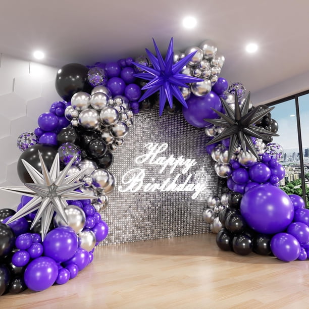Kit de arco de globos ADOINBY morado/negro con 132 piezas para fiestas