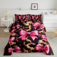 thumbnail image 2 of Manfei Cartoon Bowtie Bow Queen Comforter Set,Cowhide Bedding Sets,Brown Pink Bedding Comforter Set For Boys Girls,Ultra Soft Bedroom Decor Reversible,3-Piece, 2 of 6