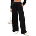 thumbnail image 3 of Pantalones Deportivos de Pierna para Mujer, Cintura Alta, Holgados y con Cordón Ajustable Negro M, 3 of 9