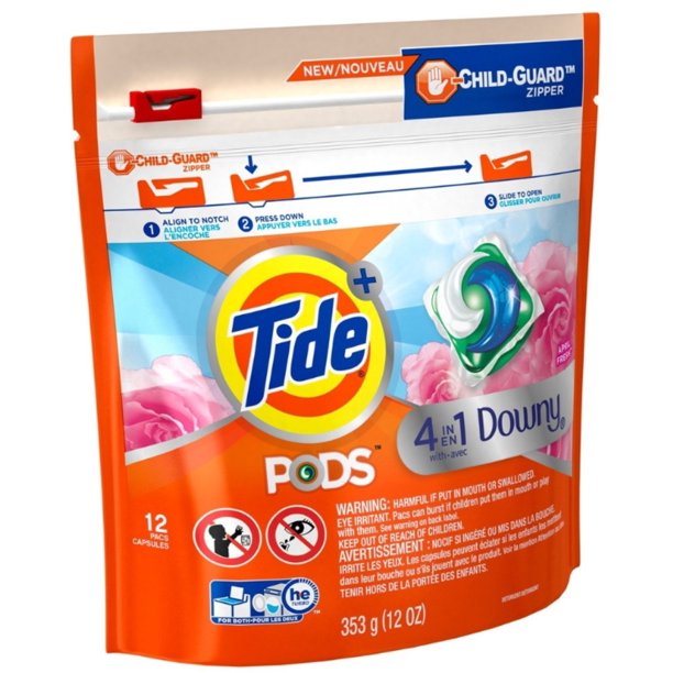 3 Pack Tide PODS April Fresh Downy Liquid Laundry Detergent Pods, 12