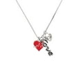 thumbnail image 2 of Delight Jewelry Silvertone Heartbeat on Red Heart - Love and Lock Charm Necklace, 18"+1", 2 of 4