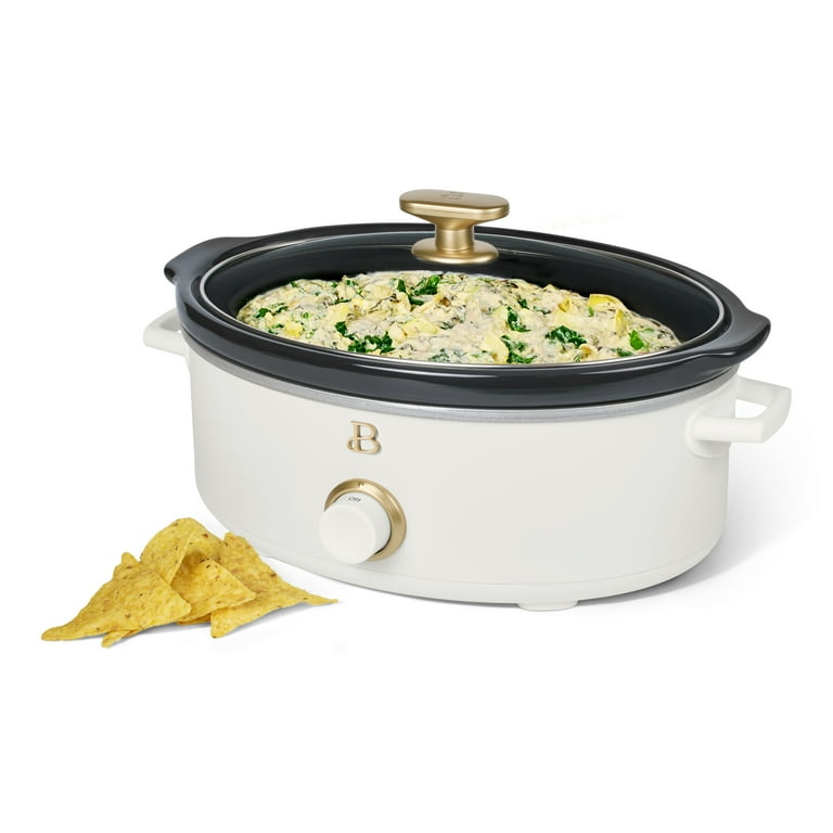 Beautiful 2.5 Qt Dip and Serve Manual Slow Cooker, White Icing by