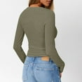 thumbnail image 4 of Resicozy Long Sleeve Henley Shirts for Women Fall Spring Ribbed Tops Casual Blouses Basics Tees Cute Solid Sweaters Army Green 2XL, 4 of 5
