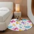 thumbnail image 3 of Spring Colorful Butterflies 6ft Round Rugs, Spring Floral Art Decor Washable Non-Slip Area Rugs for Living Room Bedroom Kitchen, Soft Low Pile Dining Room Kicthen Circle Carpet, Indoor Floor Rug, 3 of 9