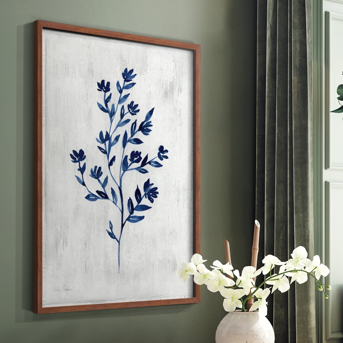 Wild Indigo II - Brown Framed Wall Art Print, Solid Wood Frame, 8" x 10", Ready to Hang