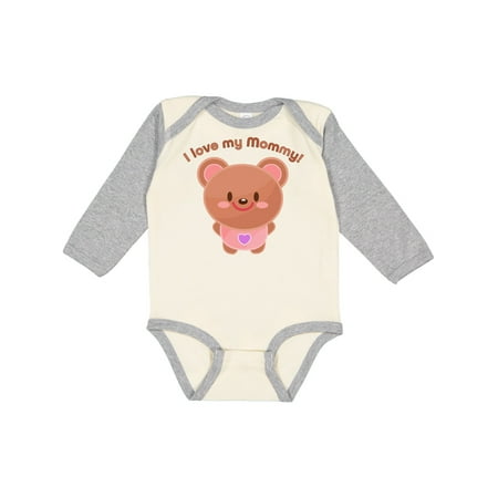 

Inktastic I Love My Mommy- cute baby bear Gift Baby Boy or Baby Girl Long Sleeve Bodysuit