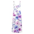 thumbnail image 5 of Womens Boho Floral Printed Dress Summer Sleeveless Adjustable Strap Beach Long Dress I-Purple, 5 of 5