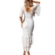 thumbnail image 3 of Women Ladies Dip Hem High Low Assymetric Lace Dress Bodycon Fishtail Swing Dress, 3 of 3