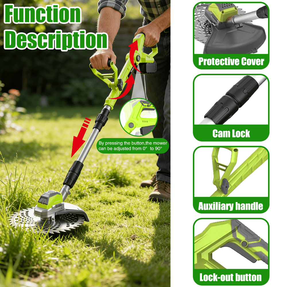 KingFurt Cordless String Trimmer, 21V Electric Weed Wacker,  with 2 x Batteries,  3-in-1 Weed Eater, Lawn Tool Cordless Cutter Mower
